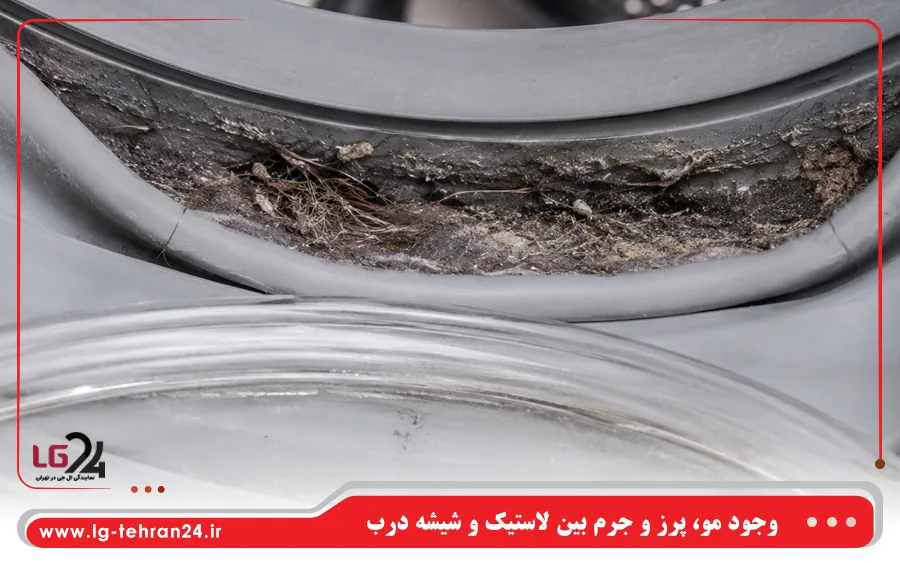 وجود مو، پرز و جرم بین لاستیک و شیشه درب